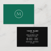 Minimalistische monogrammen Elegant Bottle Green Visitekaartje (Voorkant / Achterkant)