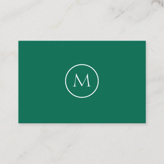 Minimalistische monogrammen Elegant Bottle Green Visitekaartje (Voorkant)