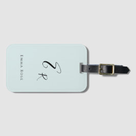 Minimalistische Monogramnaam Elegante Mintgroen Bagagelabel