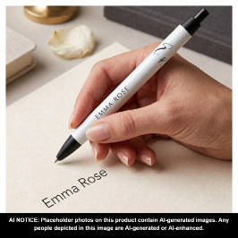 Minimalistische Monogramnaam Elegante Mintgroen Zwarte Inkt Pen