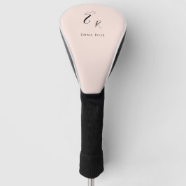 Minimalistische Monogramnaam Elegante Roze Roos Golfheadcover