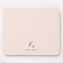 Minimalistische Monogramnaam Elegante Roze Roos