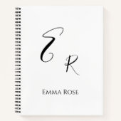 Minimalistische Monogramnaam Elegante Script Lette Notitieboek (Voorkant)