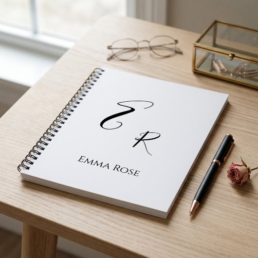 Minimalistische Monogramnaam Elegante Script Lette Notitieboek