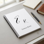 Minimalistische Monogramnaam Elegante Script Lette Notitieboek