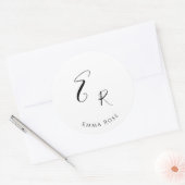 Minimalistische Monogramnaam Elegante Script Lette Ronde Sticker (Envelop)