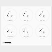 Minimalistische Monogramnaam Elegante Script Lette Ronde Sticker (Vel)