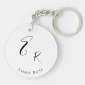 Minimalistische Monogramnaam Elegante Script Lette Sleutelhanger (Achterkant)