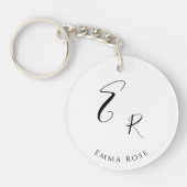 Minimalistische Monogramnaam Elegante Script Lette Sleutelhanger (Voorkant)
