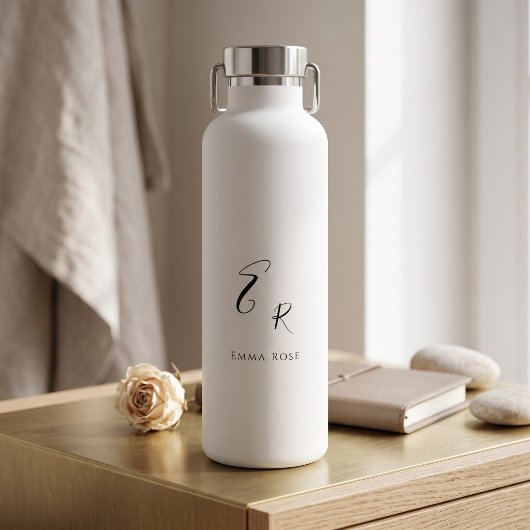 Minimalistische Monogramnaam Elegante Script Lette Waterfles