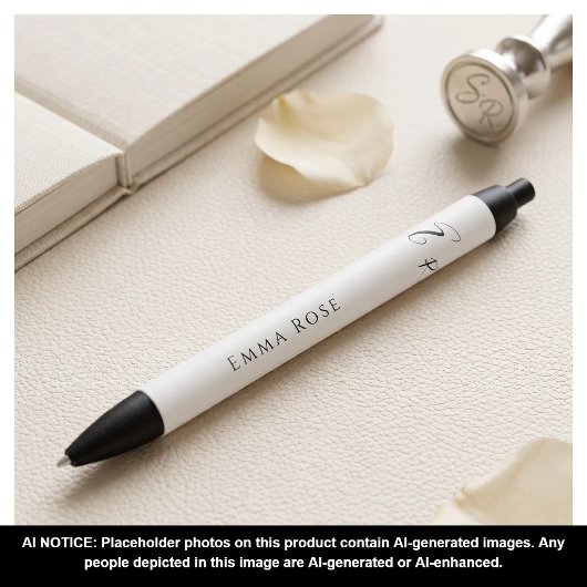 Minimalistische Monogramnaam Elegante Script Lette Zwarte Inkt Pen