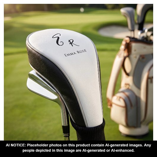 Minimalistische Monogramnaam Elegante Scriptletter Golfheadcover