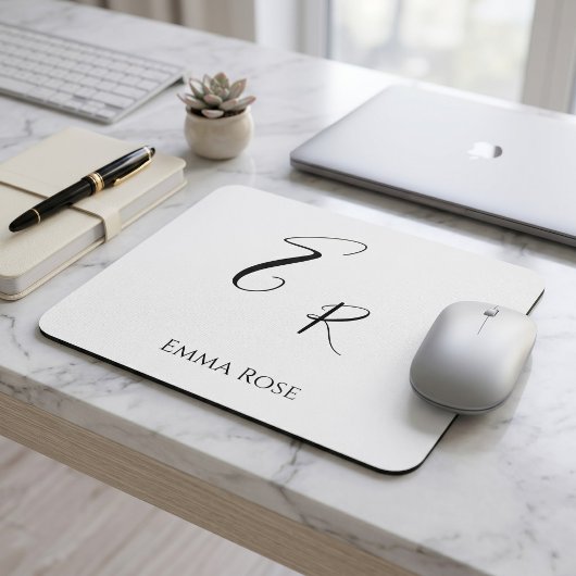 Minimalistische Monogramnaam Elegante Scriptletter Muismat