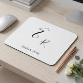 Minimalistische Monogramnaam Elegante Scriptletter Muismat