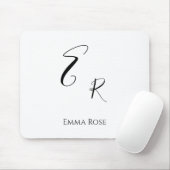 Minimalistische Monogramnaam Elegante Scriptletter Muismat (Met muis)
