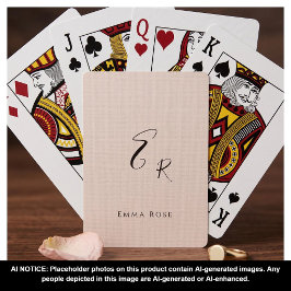 Minimalistische Monogramnaam Elegante Scriptletter Pokerkaarten