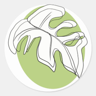 Minimalistische Monstera Blad Geometrische Vorm  Ronde Sticker