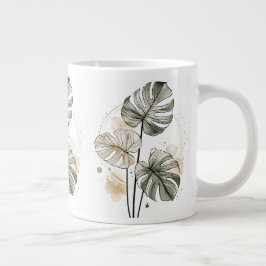 Minimalistische Monstera-blad koffiemok Grote Koffiekop