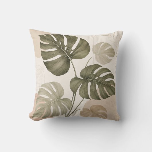 Minimalistische Monstera Blad Kussen (Voorkant)