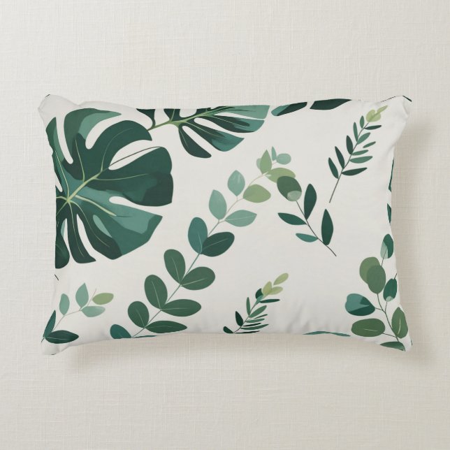 Minimalistische Monstera en Greenery Pattern - Mod Accent Kussen (Voorkant)