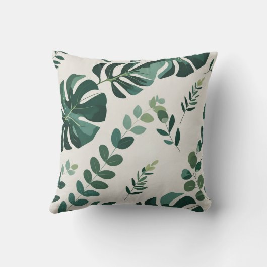 Minimalistische Monstera en Greenery Pattern - Mod Kussen (Achterkant)
