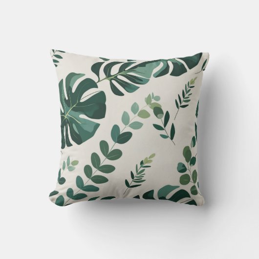 Minimalistische Monstera en Greenery Pattern - Mod Kussen (Voorkant)
