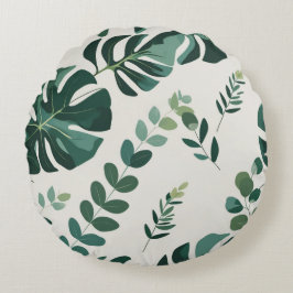 Minimalistische Monstera en Greenery Pattern - Mod Rond Kussen