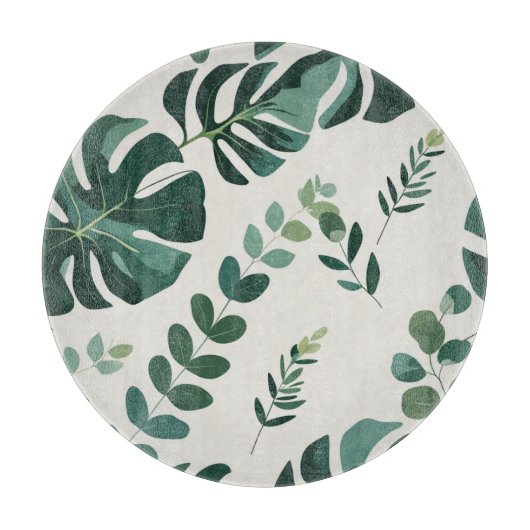Minimalistische Monstera en Greenery Pattern - Mod Snijplank (Voorkant)