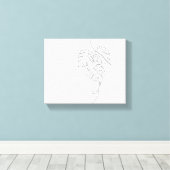 Minimalistische Monstera Line Art Canvas Afdruk (Insitu (Houten vloer))