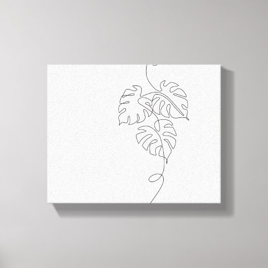 Minimalistische Monstera Line Art Canvas Afdruk (Voorkant)