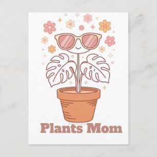 Minimalistische Monstera Plant Moeder Retro Lijn K Briefkaart