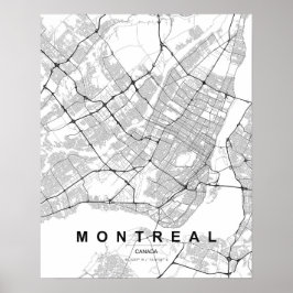 Minimalistische Montrealkaart (Zwart & Wit) Poster
