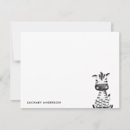 Minimalistische Mooie Babyzebra Kinderen Gepersona Notitiekaartje