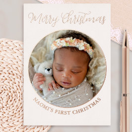 Minimalistische Mooie Foto Prettig Baby's Eerste K Folie Feestdagenkaart