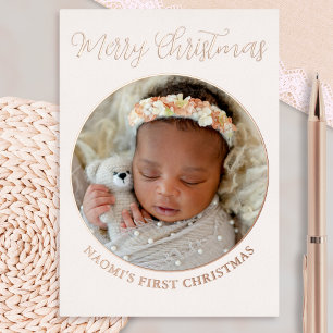 Minimalistische Mooie Foto Prettig Baby's Eerste K Folie Feestdagenkaart