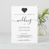 Minimalistische, mooie LoveHeart Wedding Uitnodigi Kaart (Staand voorkant)