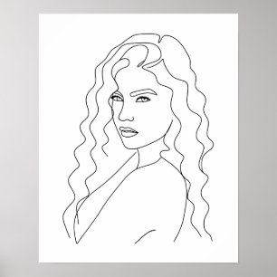 Minimalistische mooie vrouw lijn art poster