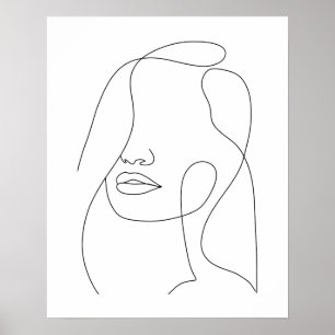 Minimalistische mooie vrouw lijn art poster