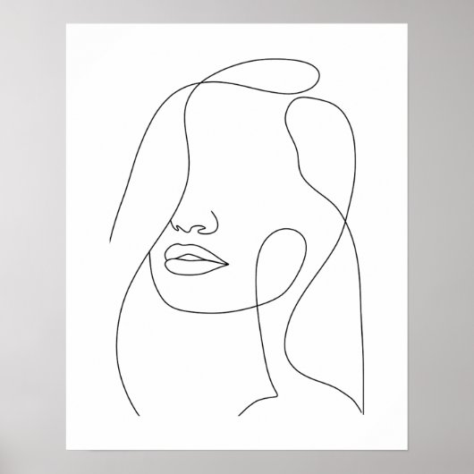 Minimalistische mooie vrouw lijn art poster (Voorkant)