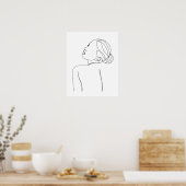 Minimalistische mooie vrouw lijn art poster (Keuken)