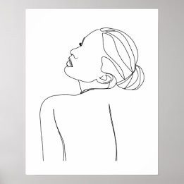 Minimalistische mooie vrouw lijn art poster