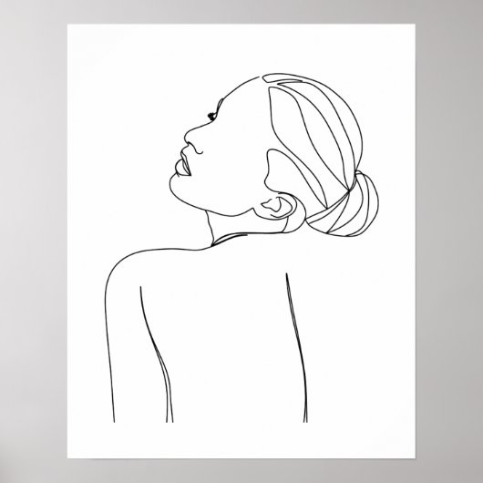 Minimalistische mooie vrouw lijn art poster (Voorkant)