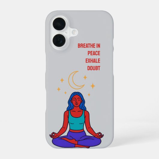 Minimalistische Moon Meditation iPhone 16 Hoesje (Achterkant)