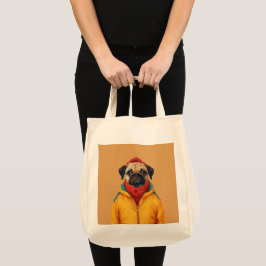 Minimalistische mopshond canvas tas