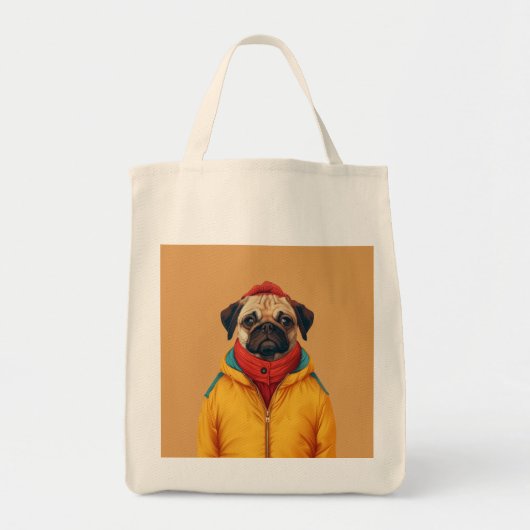 Minimalistische mopshond canvas tas (Voorkant)