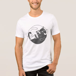 Minimalistische Mopshoofd Slaande Katten Lijnkunst Tri-Blend Shirt