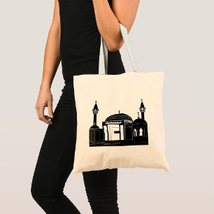 Minimalistische moskee architectuur lijnkunst tote bag