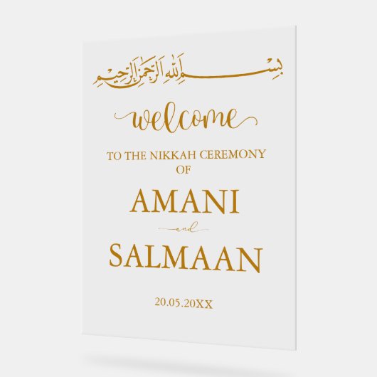 Minimalistische moslim islamitische bruiloft ingan acryl bord (Hoek)