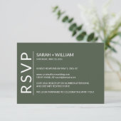 Minimalistische Moss Green Moderne RSVP-kaart RSVP Kaartje (Staand voorkant)
