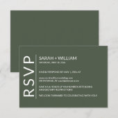 Minimalistische Moss Green Moderne RSVP-kaart RSVP Kaartje (Voorkant / Achterkant)